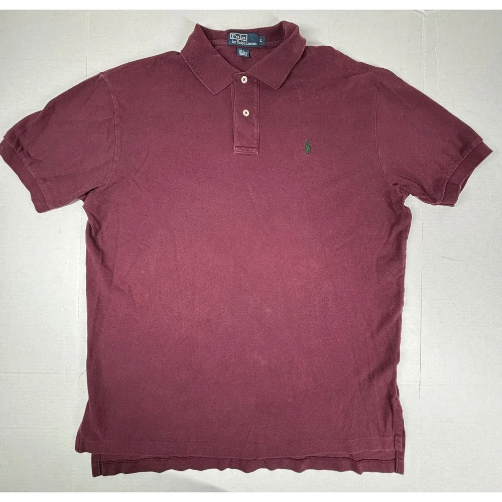 Polo Ralph Lauren Mens Burgundy Classic Fit Polo Shirt Size L - Picture 5 of 5